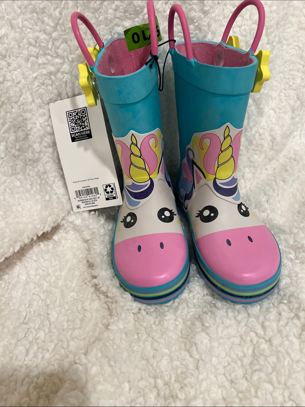 Girls Unicorn Rain Boots in Teal and Pink
